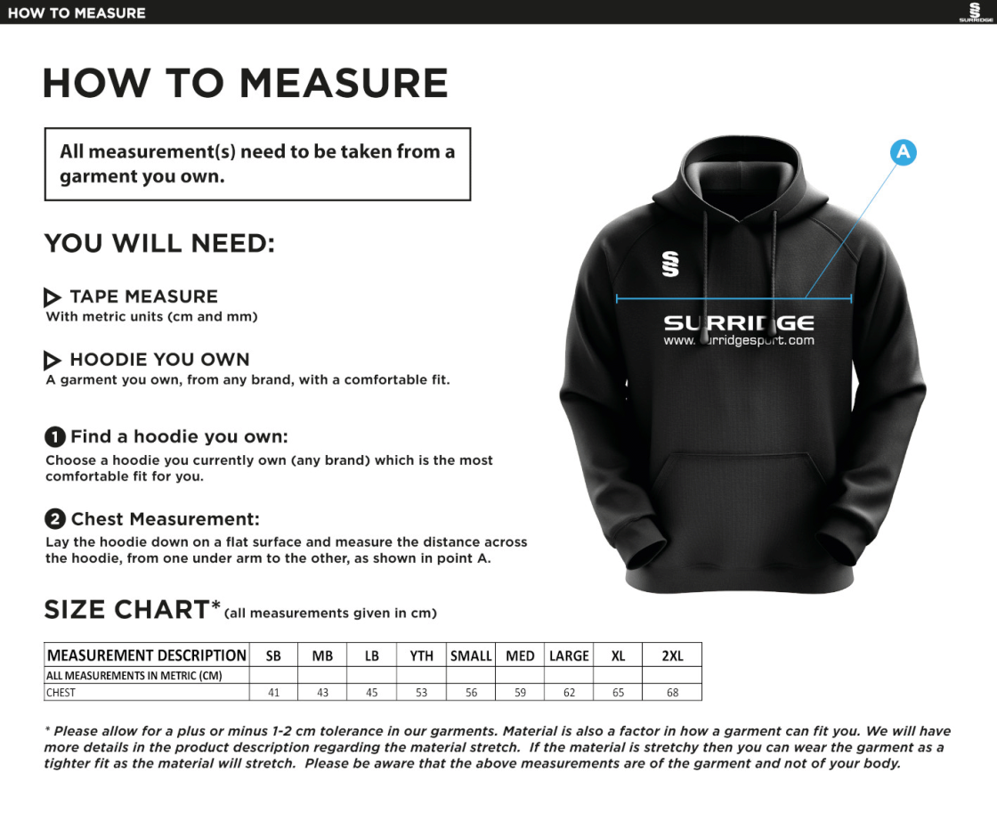 Match Day - Blade Hoody - Black / Red / White - Unisex Fit - Size Guide