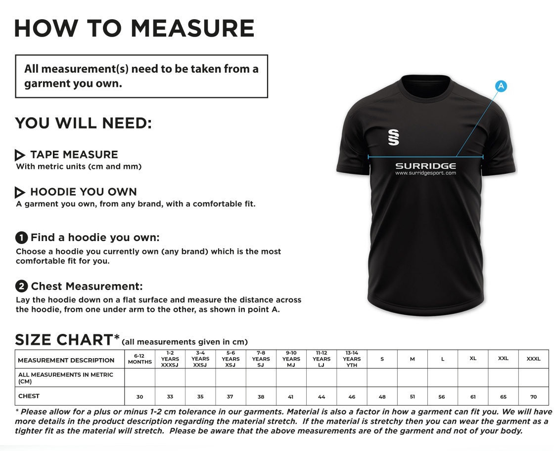 Darwen FC - 2024/2025 Away Shirt - Size Guide