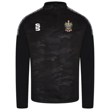 Darwen FC - Camo 1/4 Zip Performance Top - Black - Unisex Fit