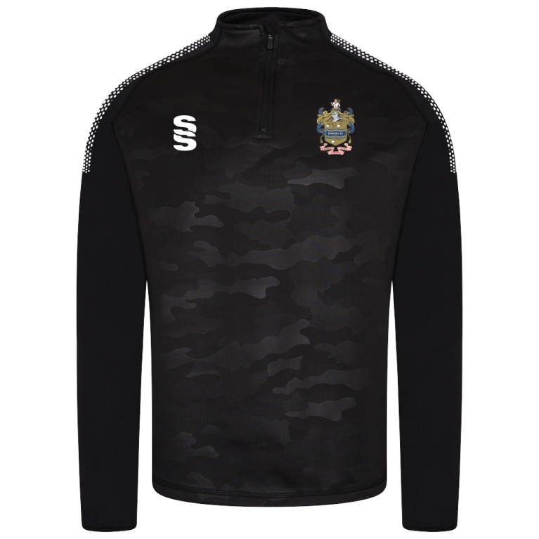 Darwen FC - Camo 1/4 Zip Performance Top - Black - Unisex Fit