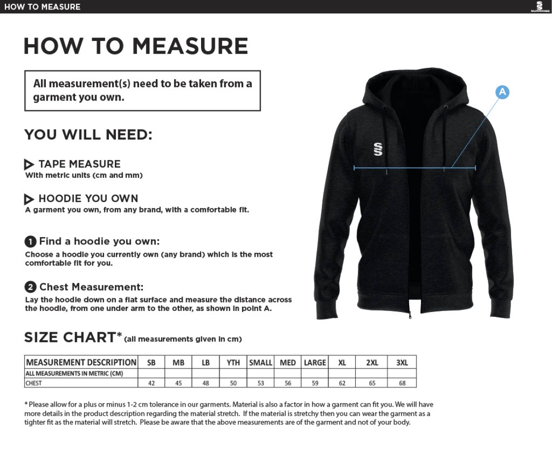 Darwen FC - Blade Dual Hoody -Navy - Size Guide