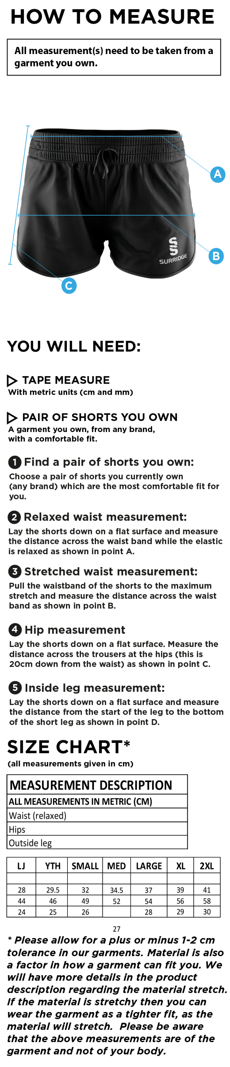 Womens Match Day - Dual Active Short - Black - Women's Fit - Size Guide