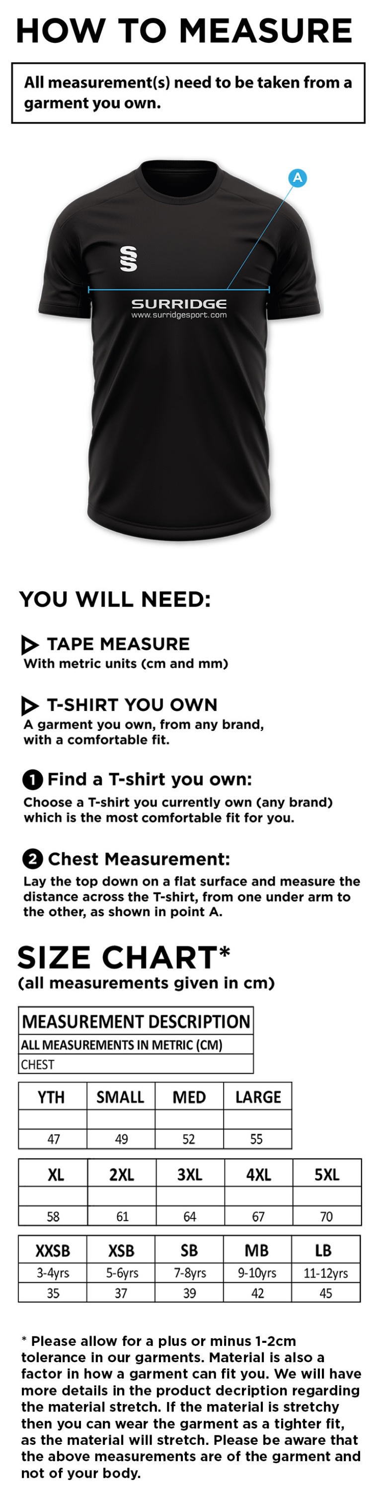 Darwen FC - Blade Polo - Size Guide