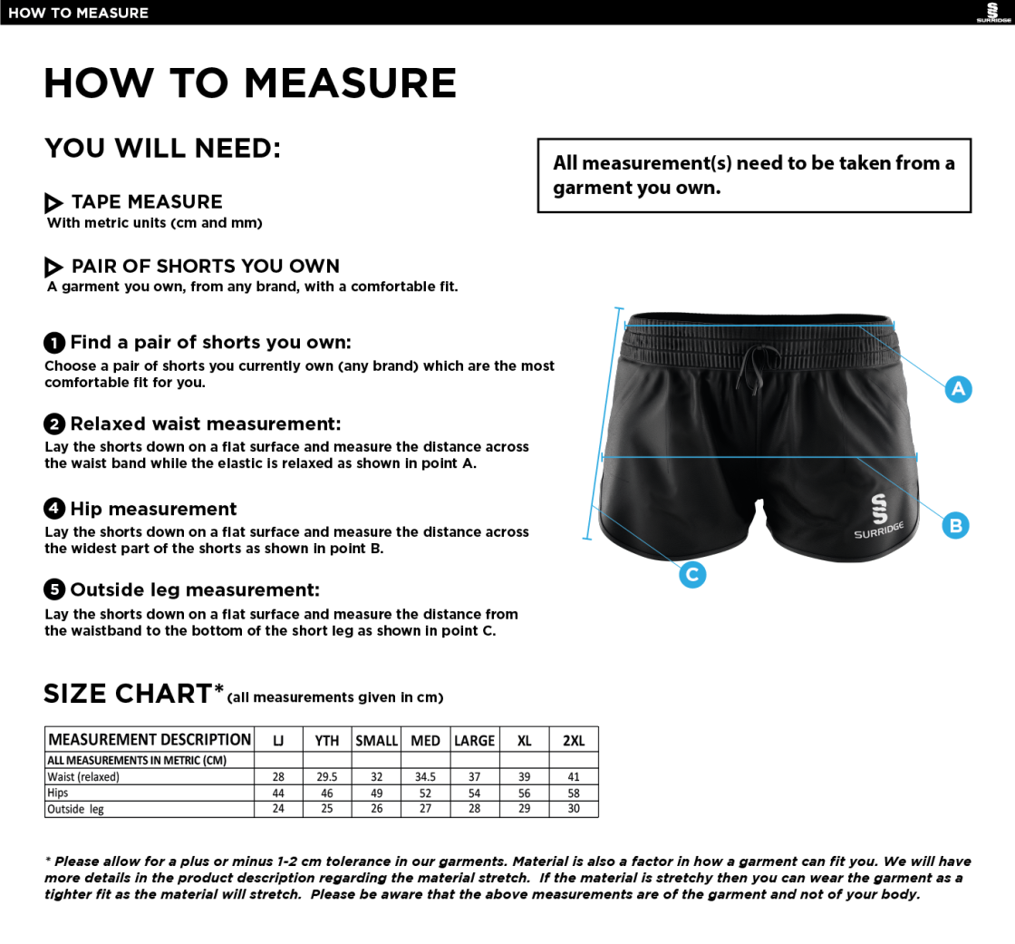 Womens Match Day - Dual Active Short - Black - Women's Fit - Size Guide